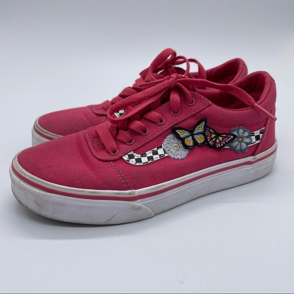 Vans, Girls Pink Shoes with Butterflies and flowers. Size 2. Excellent condition